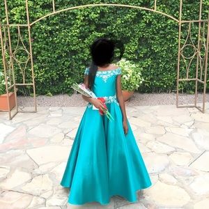 Tiffany Princess Style 13513 Off Shoulder Gown